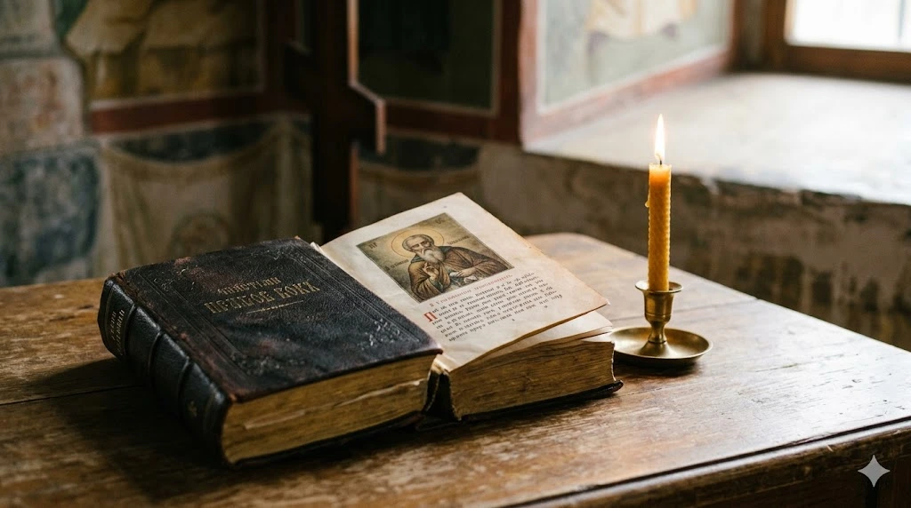 Старинная книга и свеча