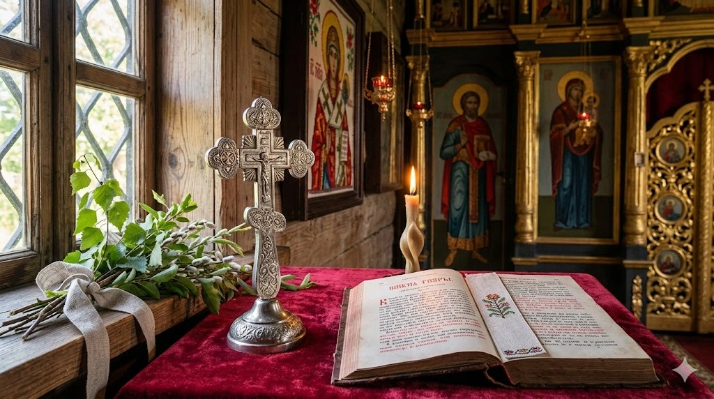 Церковь, крест, Евангелие, свеча