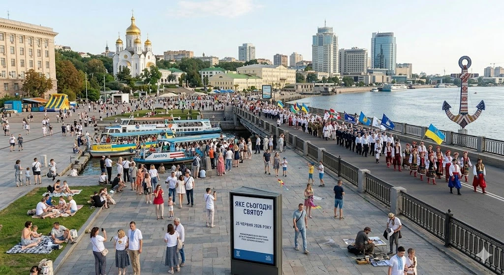Панорама праздничной набережной Киева