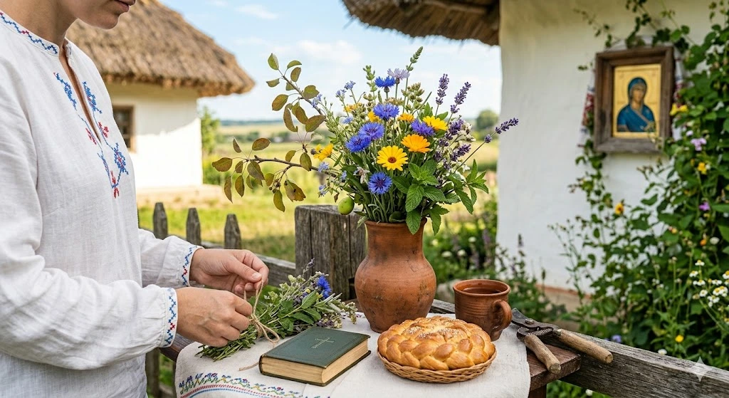 Польові квіти, церква, природа