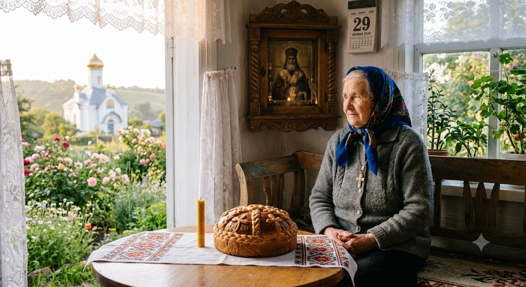 Женщина, икона, хлеб, церковь