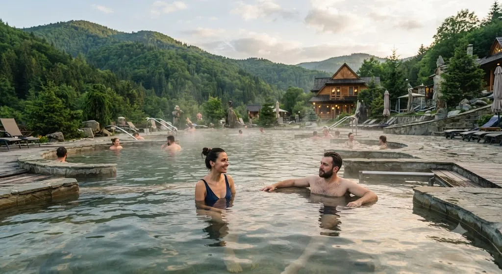 Открытый термальный бассейн в Карпатах