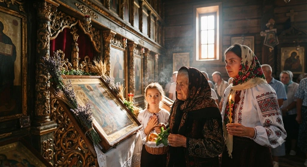 Молитва у иконы в церкви