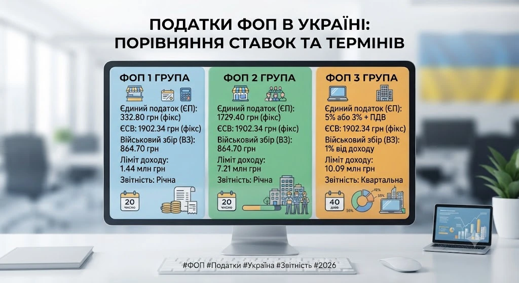 Порівняння податків ФОП груп
