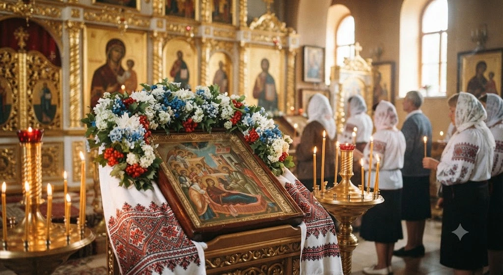 Праздничная икона в церкви