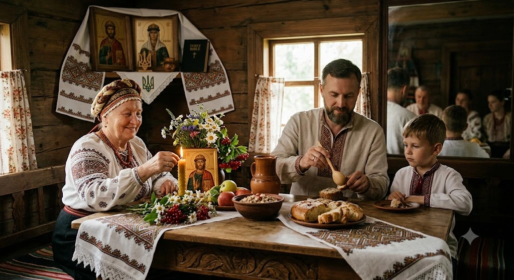 Праздничный обед украинской семьи