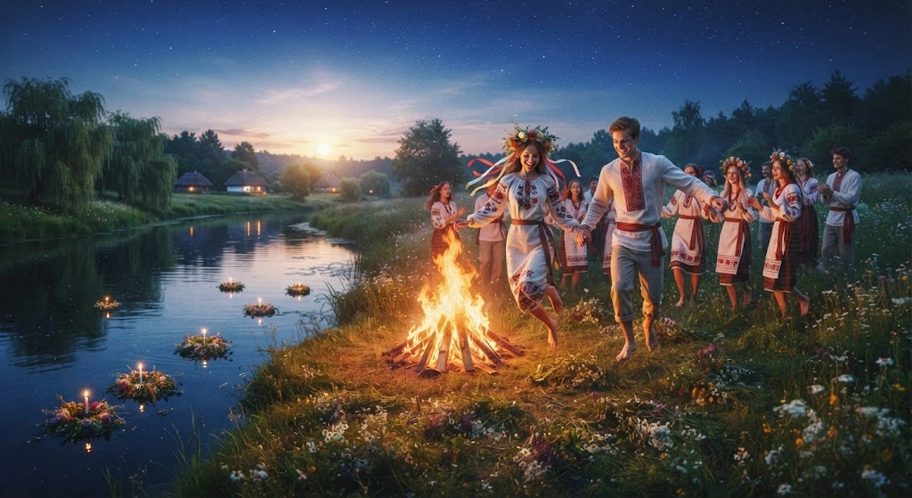 Прыжок через купальский костер