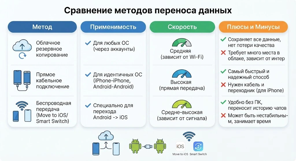 Сравнение способов передачи данных