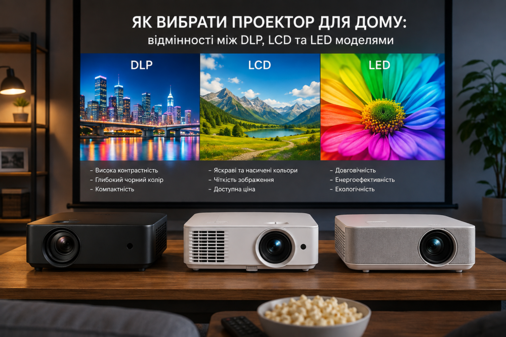 Сравнение DLP LCD LED проекторов