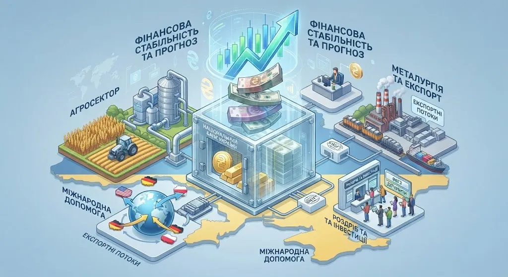 Изометрическая инфографика финансовой системы Украины