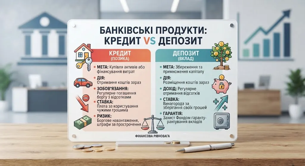 Порівняння кредиту та депозиту