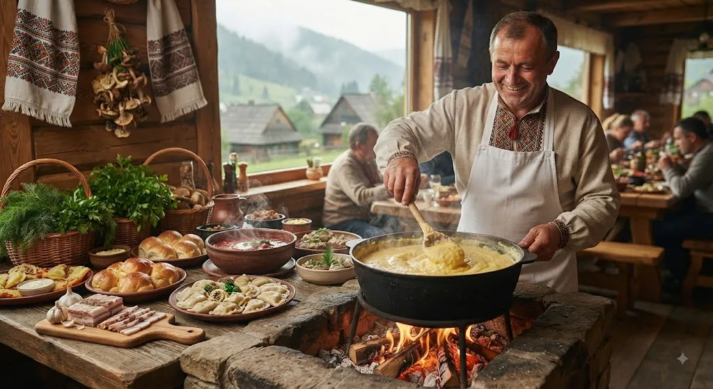Приготовление баноша в Карпатах