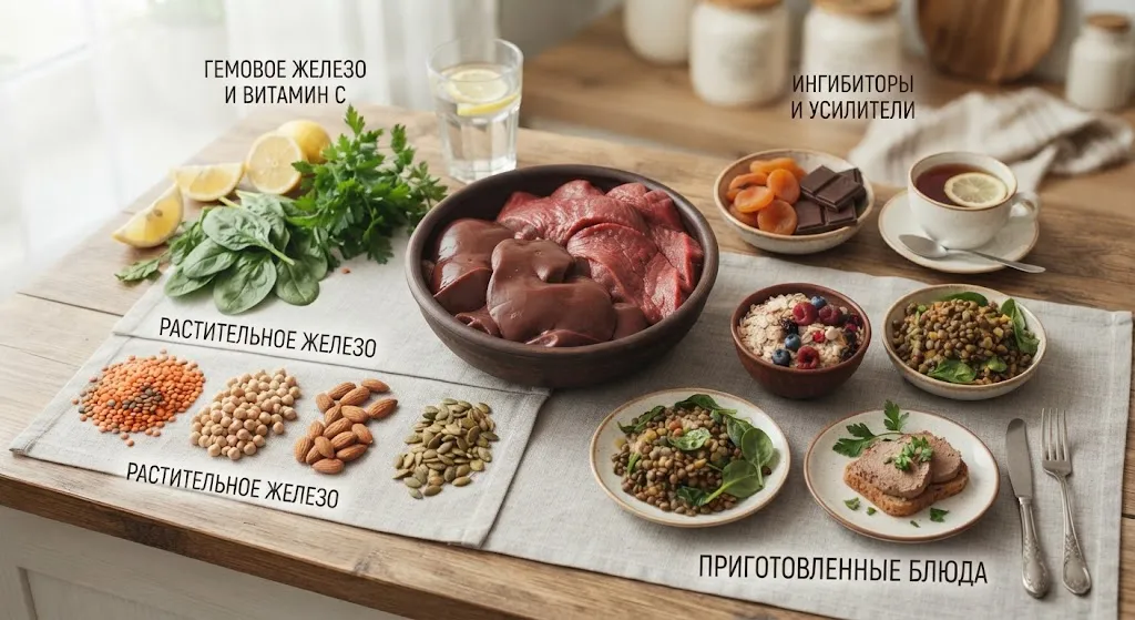 Источники железа в еде