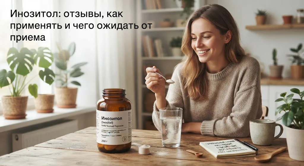 Женщина принимает инозитол дома